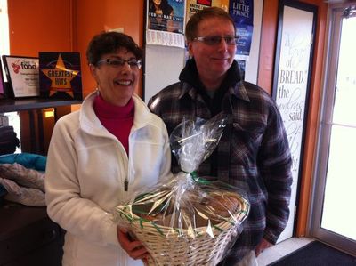 Our green basket on its way out the door