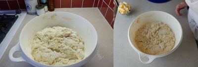 the dough before and after the autolyse step