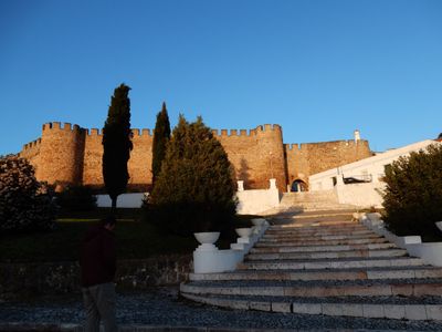 View of the steps leading up to the castle