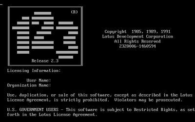 Lotus 123 launch screen
