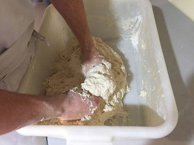 squeezing the dough