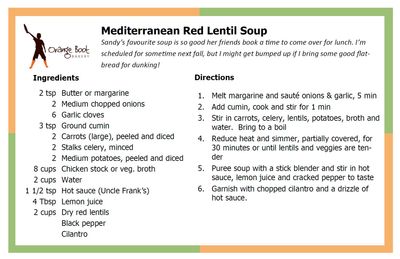 Sandy Hammond's recipe for Mediterranean Lentil Soup