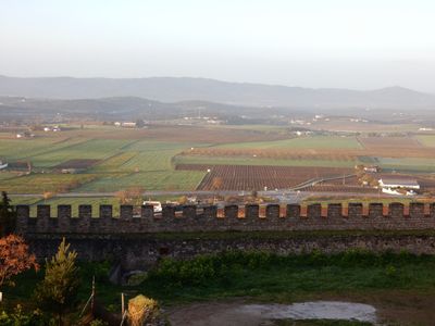 View of fields below the castle walls