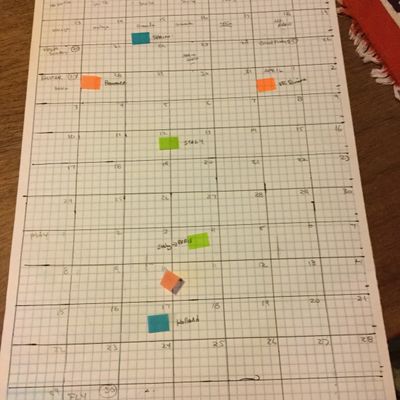 graph paper plotting our itinerary