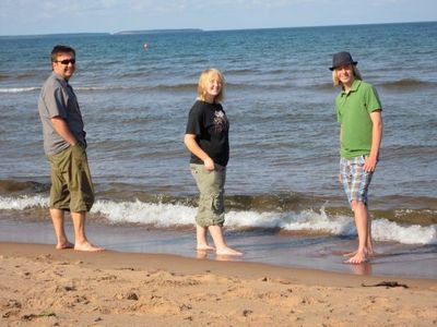 Mark, Robyn, Ben on the beach in Nova Scotia, 2010