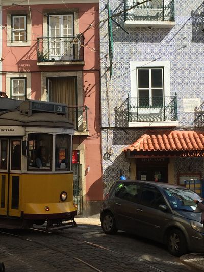 a tram navigating a very tight corner