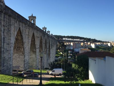the aqueduct continuing into the distance