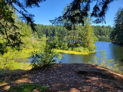 Viewpoint overlooking Upper Thetis Lake on Vancouver Island.