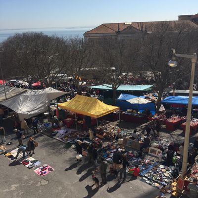 view of the market of tents from above