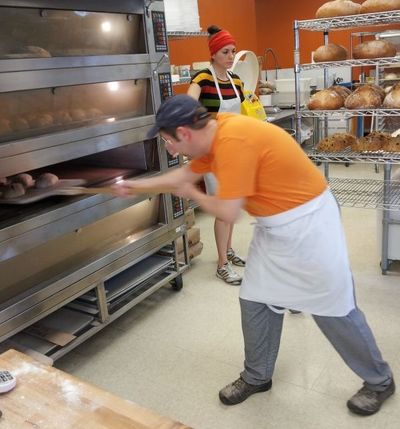 Mark loading the oven
