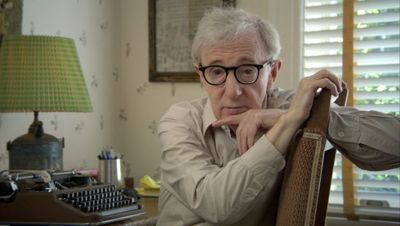 Woody Allen beside his typewriter