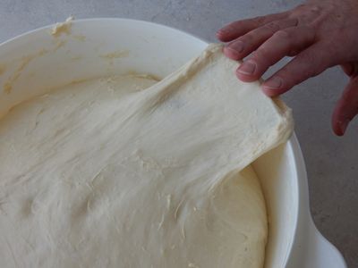 gluten stretching off corner of dough
