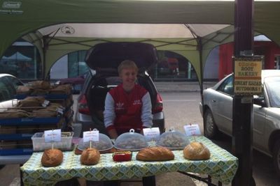 Ben at our table at the Regina Farmer's Market
