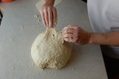 A short mix. The gluten isn't developed enough to raise our bread.