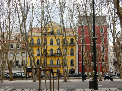 brightly painted apartments