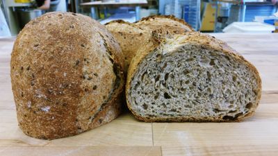 A loaf of birdseed bread